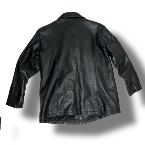 Vintage Serge Platini Leather Jacket Size 1X Milan Italy - Picture 2 of 7